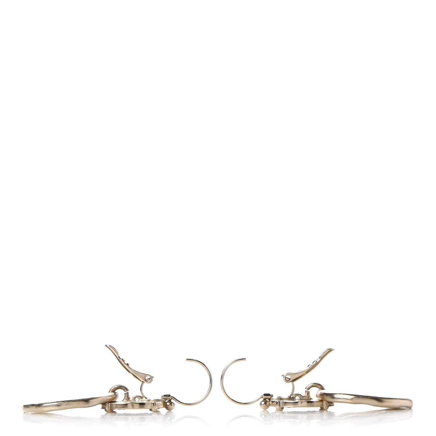 Chanel Metal Round CC Medallion Drop Earrings Gold 3 of 5