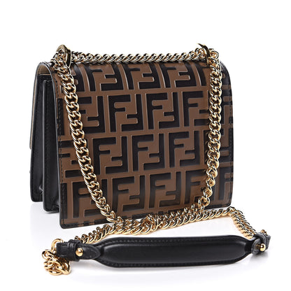 Fendi Vitello Liberty Bi-Color FF 1974 Embossed Small Kan U Shoulder Bag Maya Black 3 of 10
