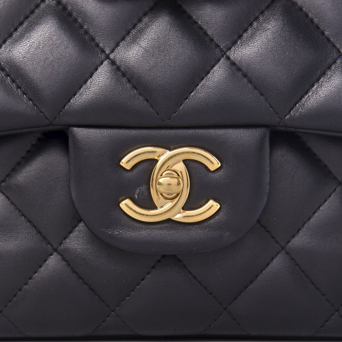 Lambskin Quilted Jumbo Double Flap Black