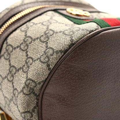 Gucci GG Supreme Monogram Textured Calfskin Web Ophidia Vanity Cosmetic Case Beige Ebony New Acero 9 of 11