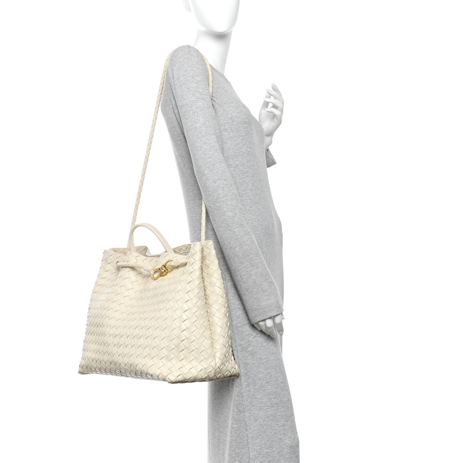Bottega Veneta Nappa Intrecciato Large Andiamo Shoulder Bag Sea Salt 2 of 10