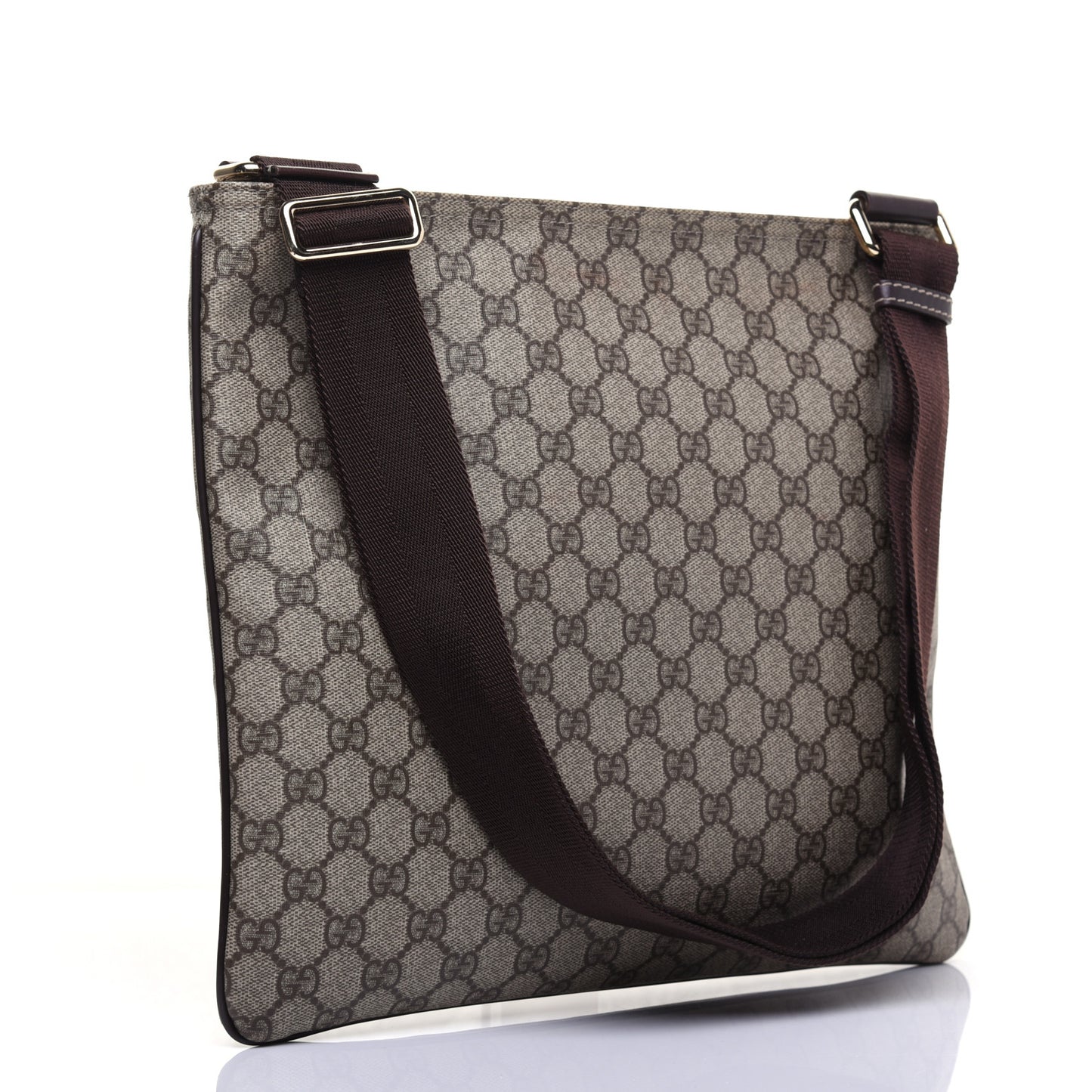 GG Supreme Monogram Medium Flat Messenger Bag Dark Brown