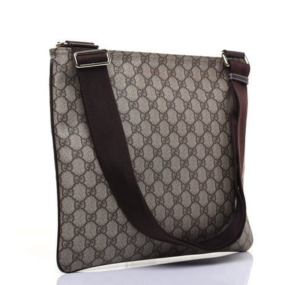 Gucci GG Supreme Monogram Medium Flat Messenger Bag Dark Brown 3 of 16