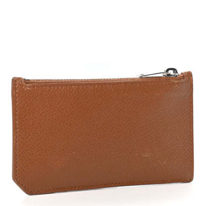 Saint Laurent Grained Calfskin 5 Fragments Zip Pouch Card Holder Brown Gold 3 of 9