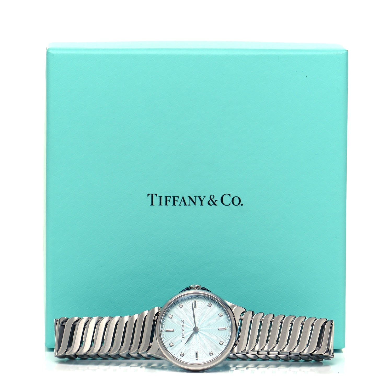 Tiffany Stainless Steel Diamond 28mm Metro 2-Hand Quartz Watch Ice Blue 5 of 5