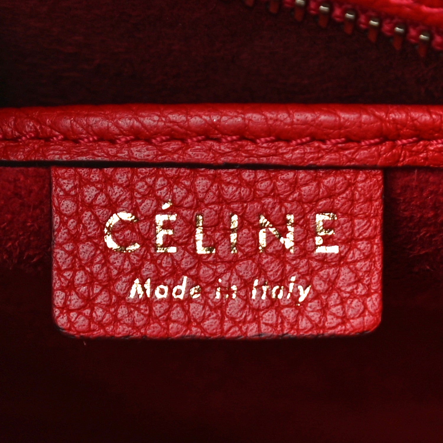 Celine Drummed Calfskin Nano Luggage Red 6 of 10