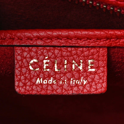 Celine Drummed Calfskin Nano Luggage Red 6 of 10
