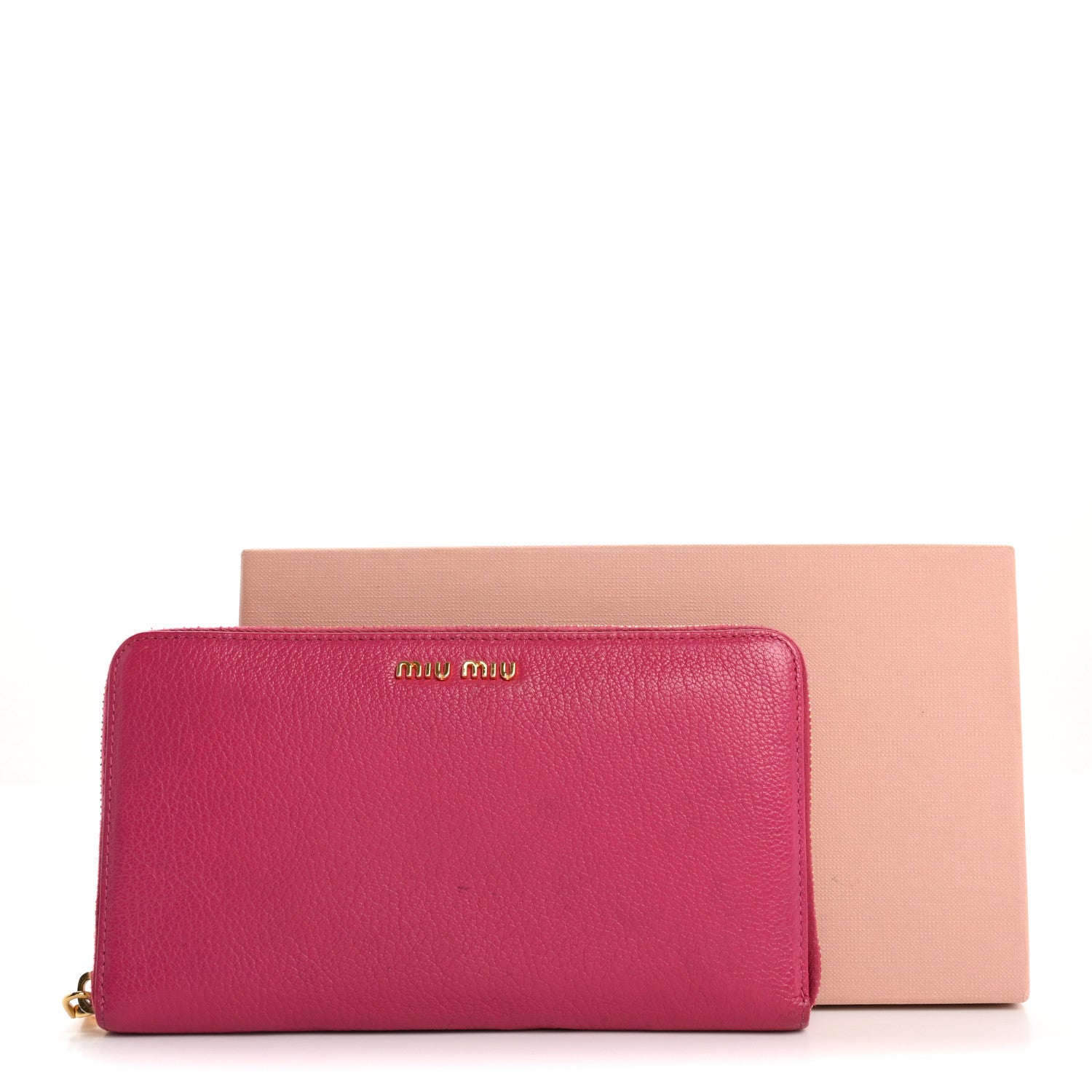 Miu Miu Goatskin Madras Zip Around Wallet Pink 17 of 17