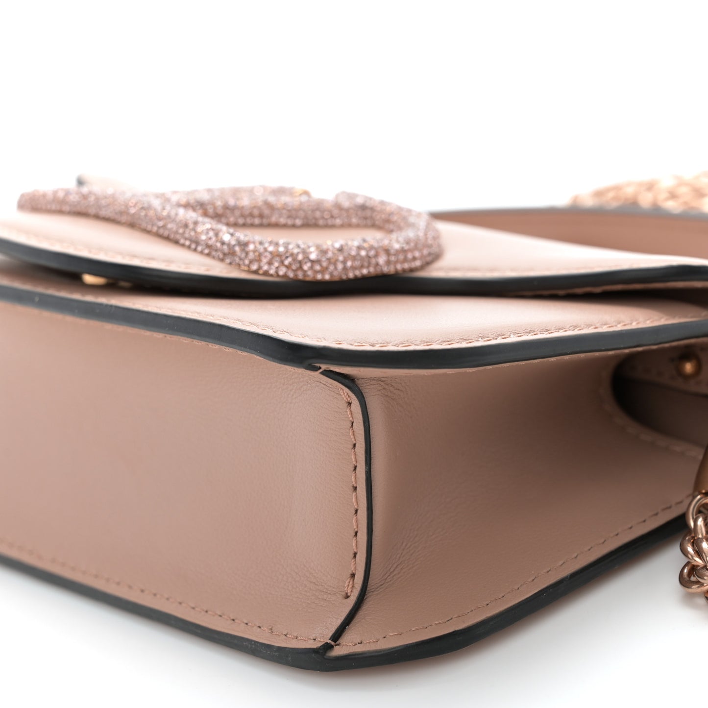 Calfskin Crystal Vlogo Small Loco Shoulder Bag Rose Cannelle
