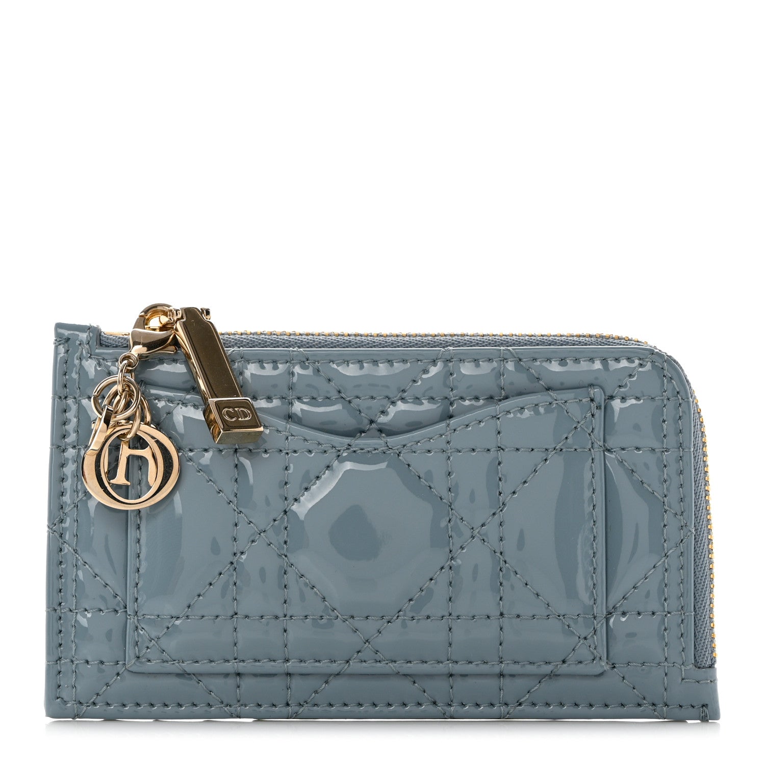 Christian Dior Patent Cannage Lady Dior Card Holder Cloud Blue 1 of 7