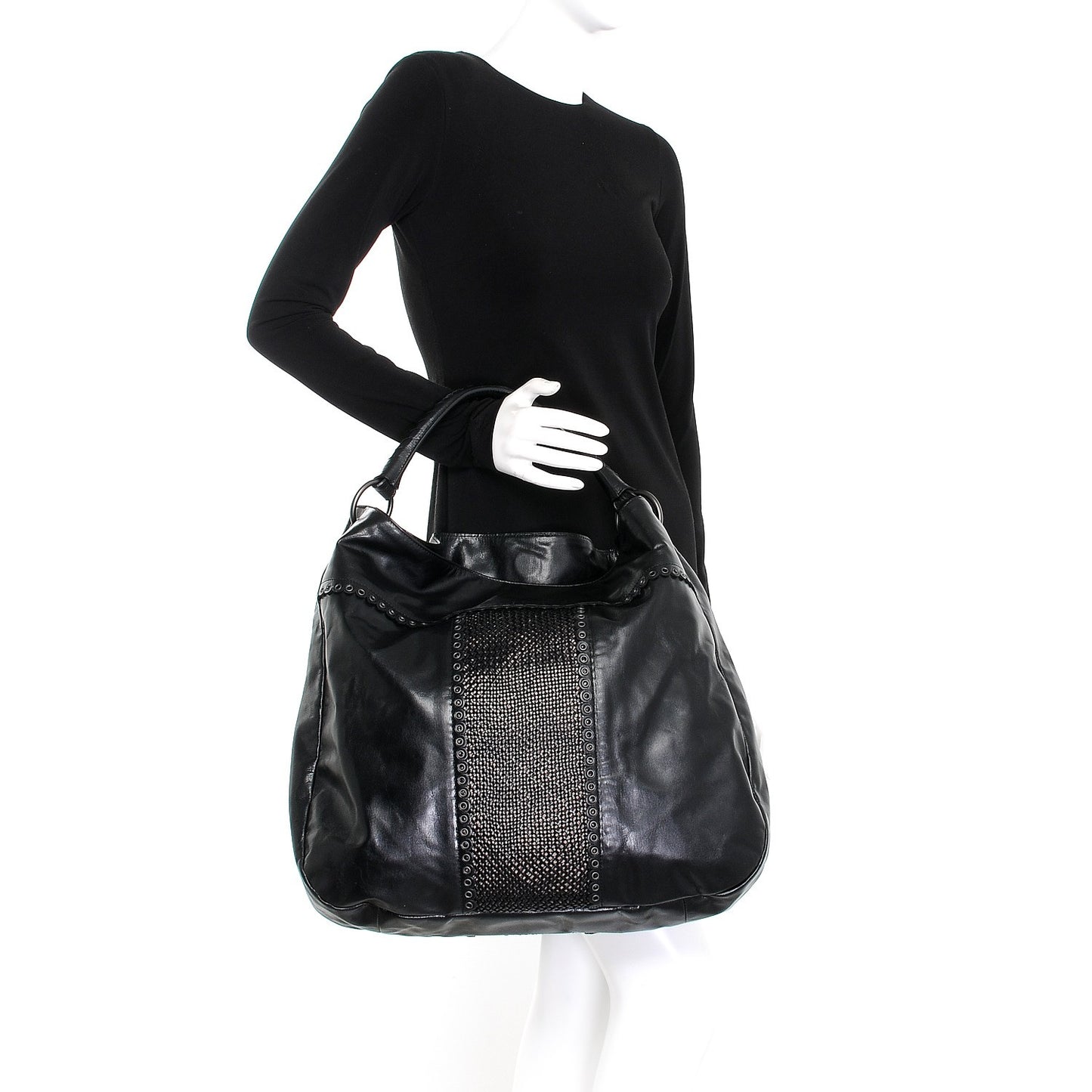Nappa Grommet Oversized Hobo Black