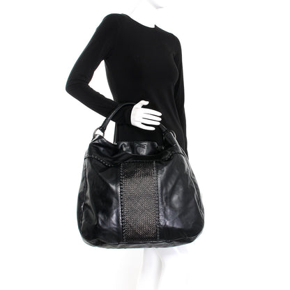 Bottega Veneta Nappa Grommet Oversized Hobo Black 2 of 8