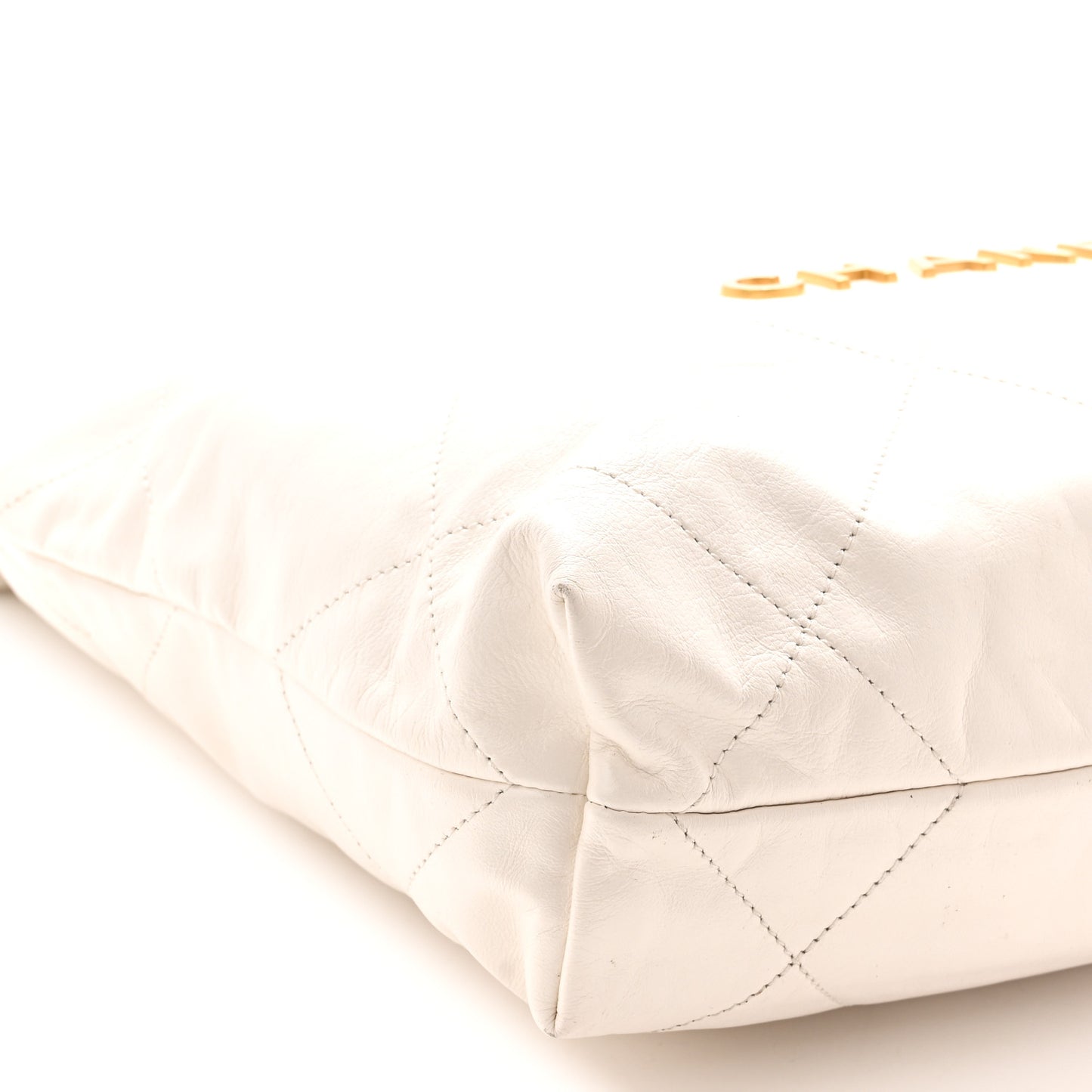 Shiny Calfskin Quilted Small Chanel 22 White