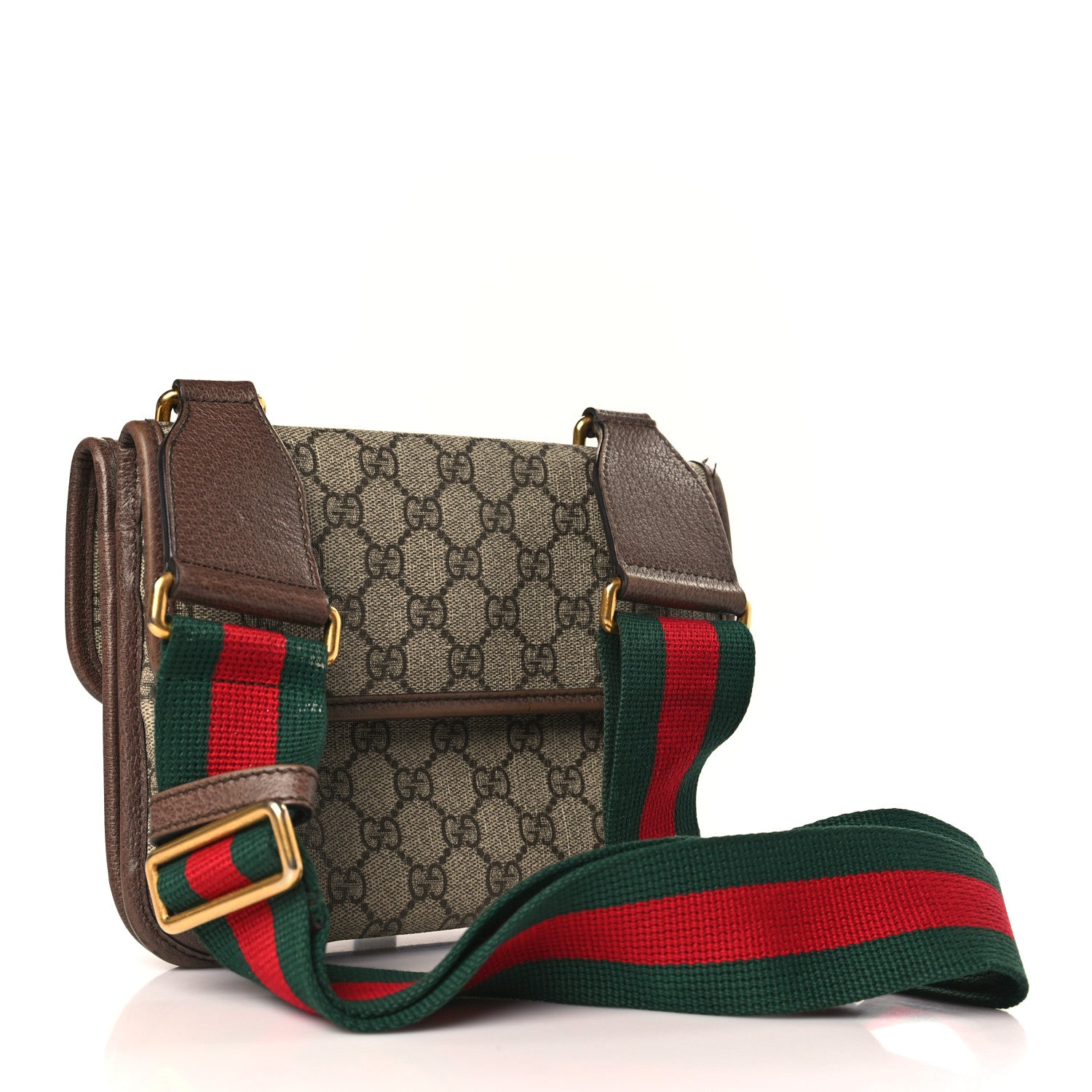 Gucci GG Supreme Monogram Web Small Neo Vintage Double Flap Messenger Bag Beige New Acero 3 of 11
