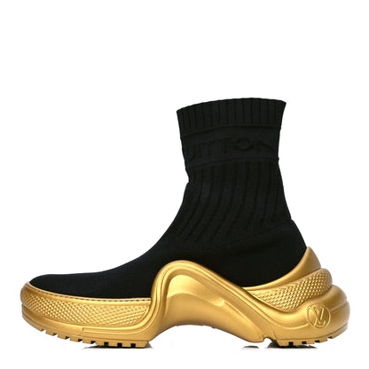 Louis Vuitton Stretch Textile Monogram LV Archlight Sneaker Boots 39 Black Gold 1 of 4
