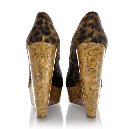 Christian Louboutin Leopard Pony Hair Coroclic 140 Wedges 37.5 3 of 7