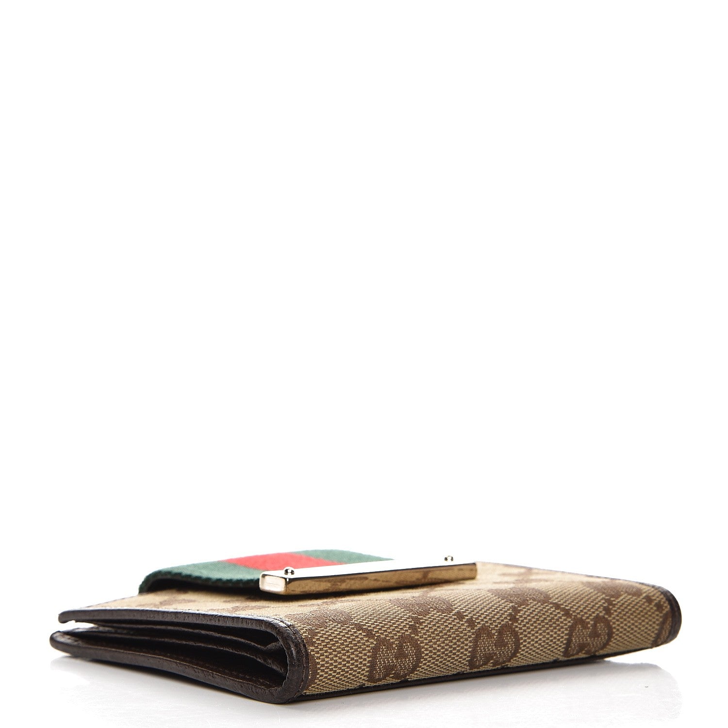 Gucci Monogram Ladies Web French Flap Wallet Dark Brown 4 of 7