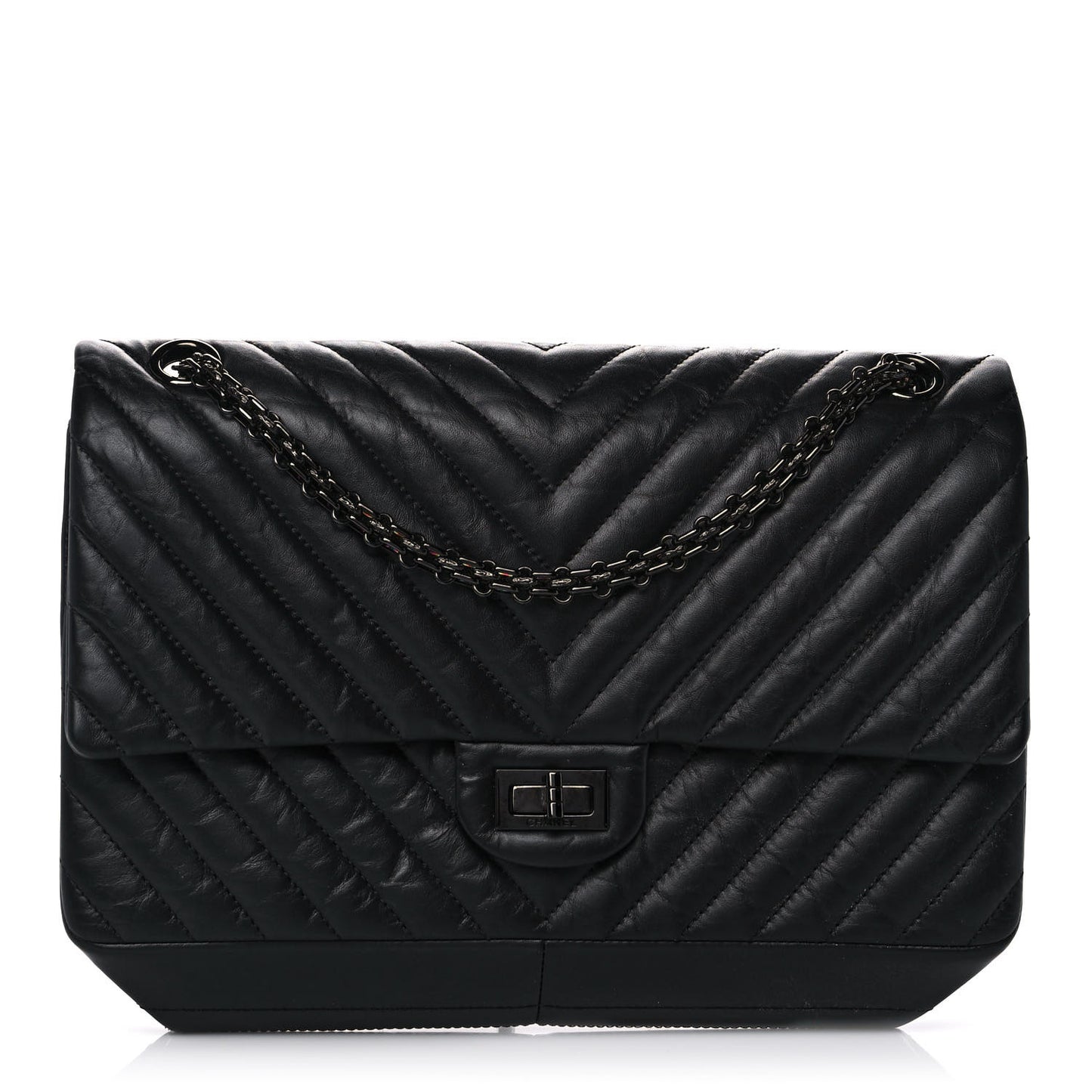 Aged Calfskin Chevron Quilted 2.55 Reissue 226 So Black