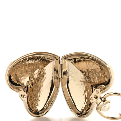 Chanel Metal CC Heart Locket Necklace Gold 5 of 6