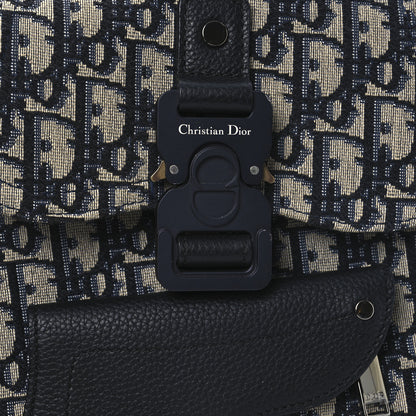 Christian Dior HOMME Oblique Calfskin Mens Mini Saddle Backpack Navy Blue 8 of 12