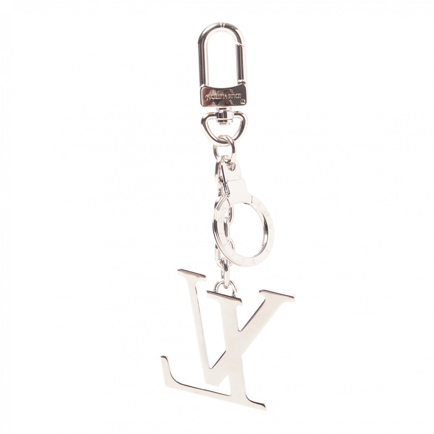 LV Facettes Bag Charm Key Holder Silver