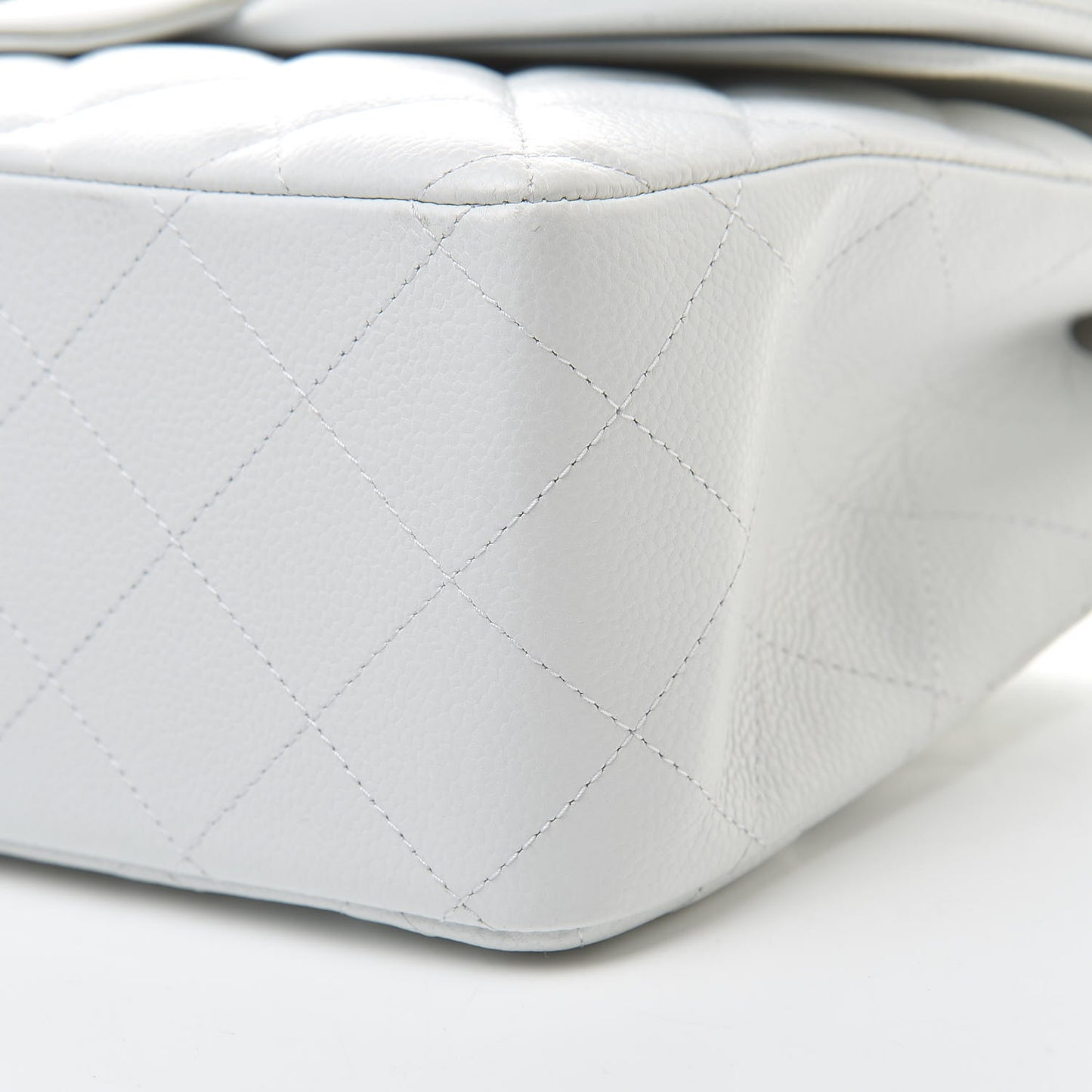 Caviar Quilted Jumbo Double Flap White