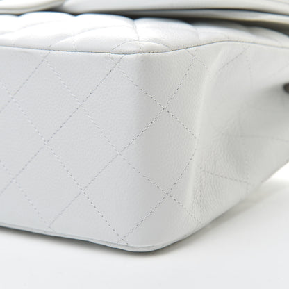 Chanel Caviar Quilted Jumbo Double Flap White 10 of 13