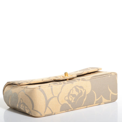 Chanel Woven Straw Camellia Print Medium Single Flap 4 of 8