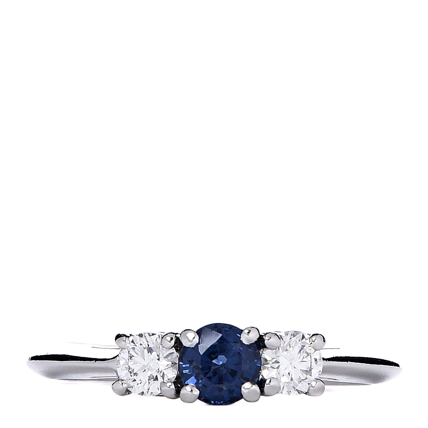 Tiffany Platinum Diamond Blue Sapphire Ring 51 5.75 1 of 4