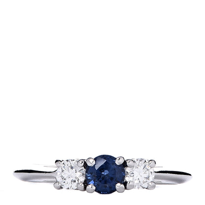 Tiffany Platinum Diamond Blue Sapphire Ring 51 5.75 1 of 4