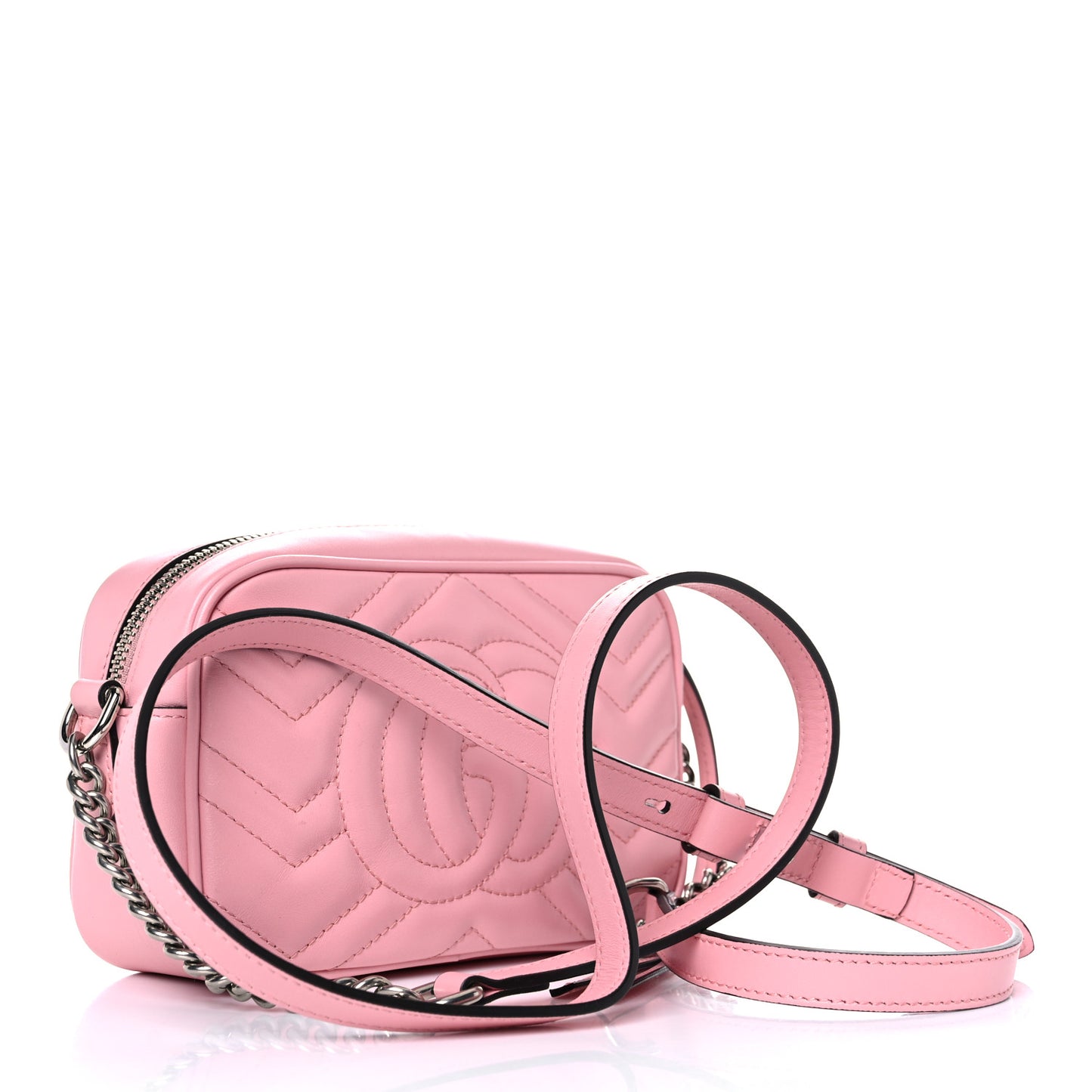 Calfskin Matelasse Mini GG Marmont Chain Shoulder Bag Wild Rose