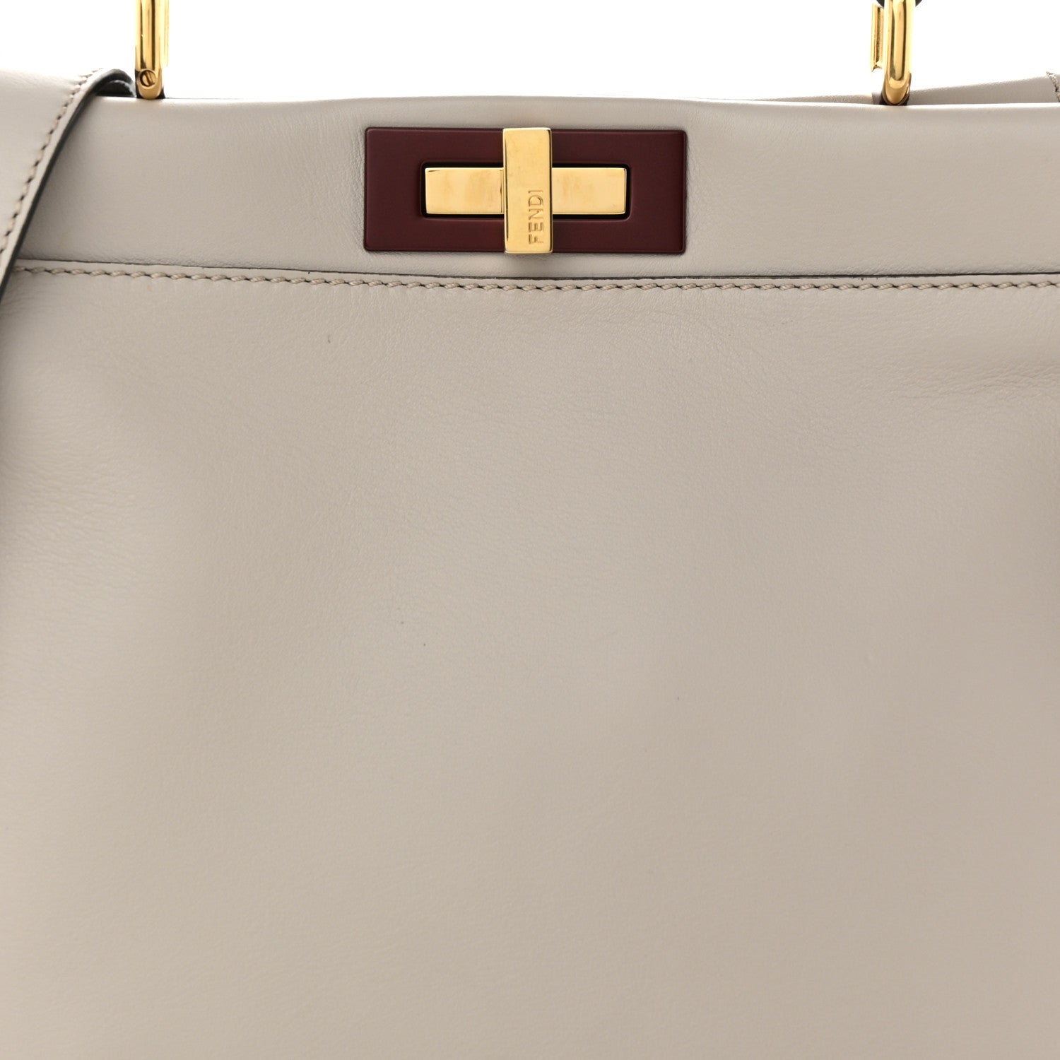 Fendi Vitello Seta Shiny Nappa Medium Peekaboo Iconic Satchel Grigio Polvere Bois de Rose 8 of 12