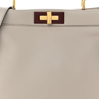 Fendi Vitello Seta Shiny Nappa Medium Peekaboo Iconic Satchel Grigio Polvere Bois de Rose 8 of 12