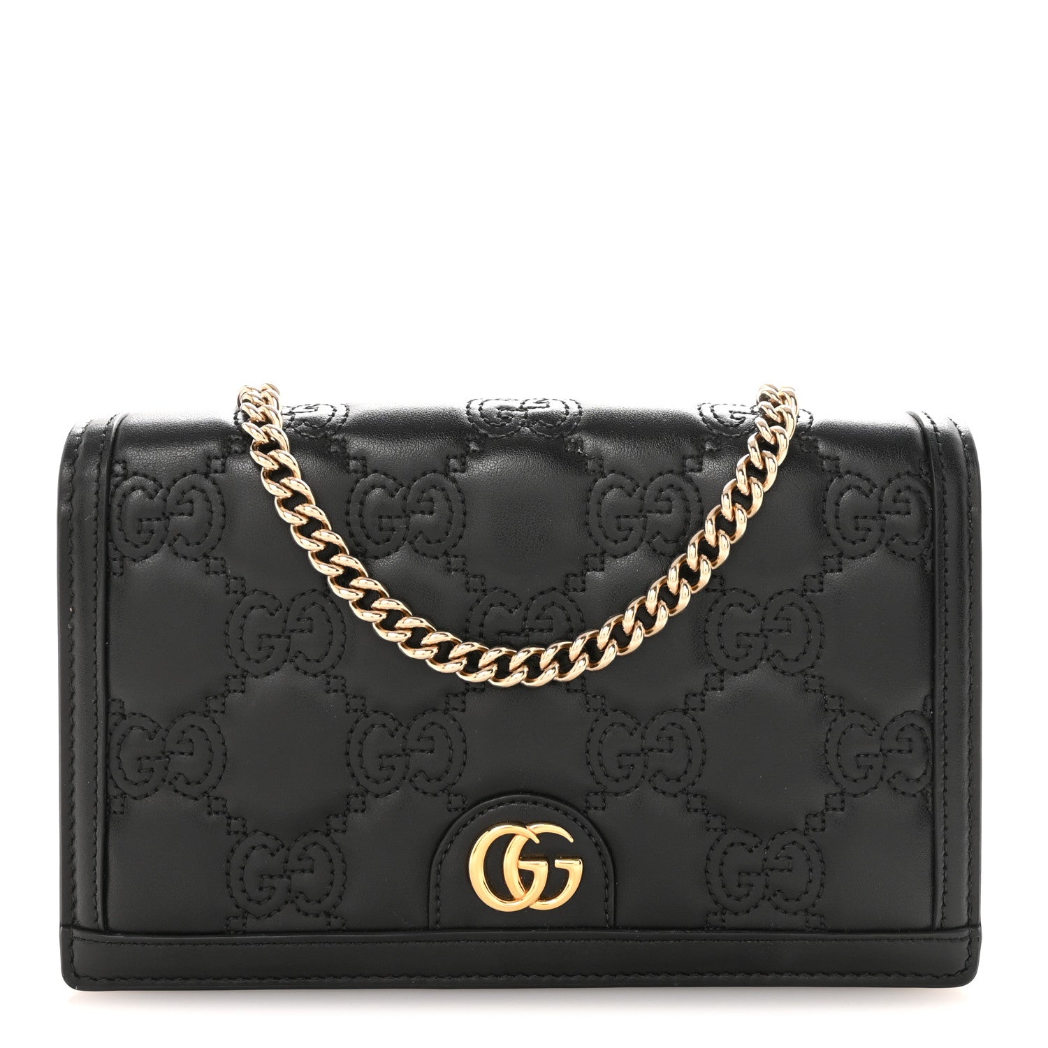 Gucci Calfskin GG Matelasse Chain Wallet Black 1 of 10