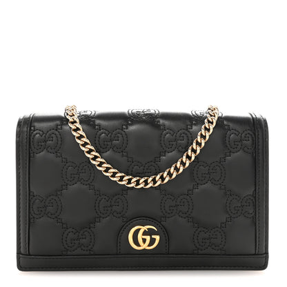 Gucci Calfskin GG Matelasse Chain Wallet Black 1 of 10