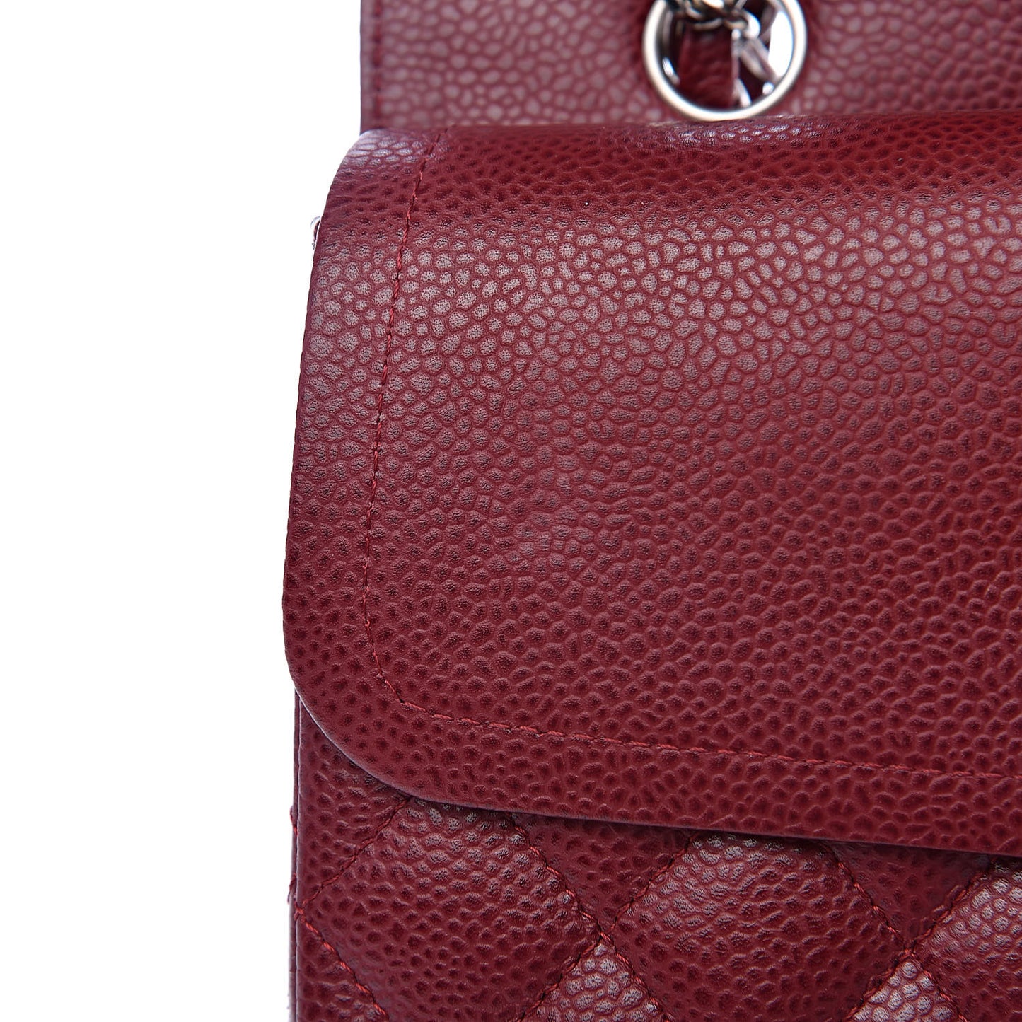 Caviar Quilted Medium Double Flap Dark Red