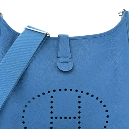 Hermes Taurillon Clemence Evelyne III GM Bleu Zanzibar 8 of 13