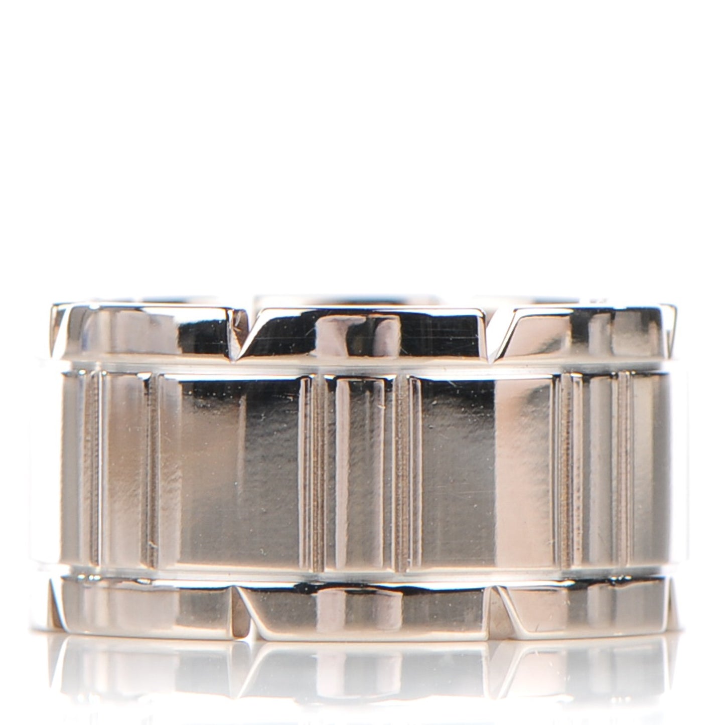 18K White Gold 11mm Tank Francaise Ring 58 8.25