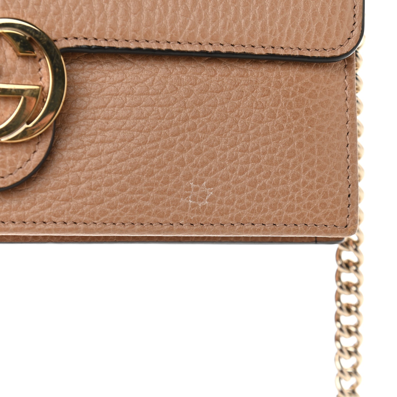 Gucci Dollar Calfskin Interlocking G Chain Wallet Camelia 9 of 9