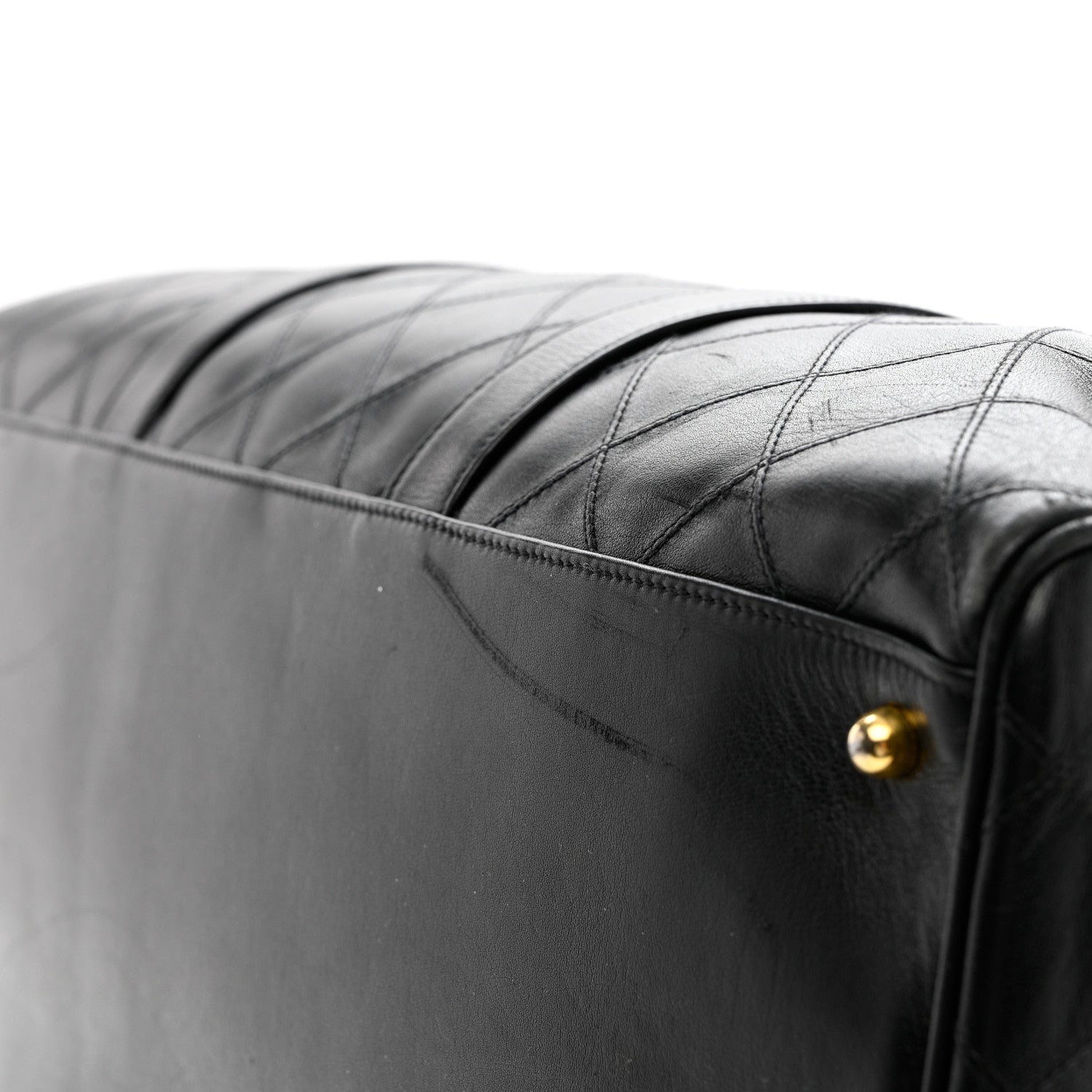 Chanel Lambskin Stitched Duffle Travel Bag Black 9 of 14