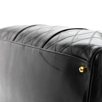 Chanel Lambskin Stitched Duffle Travel Bag Black 9 of 14