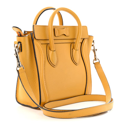 Celine Drummed Calfskin Nano Luggage Ocre 3 of 14
