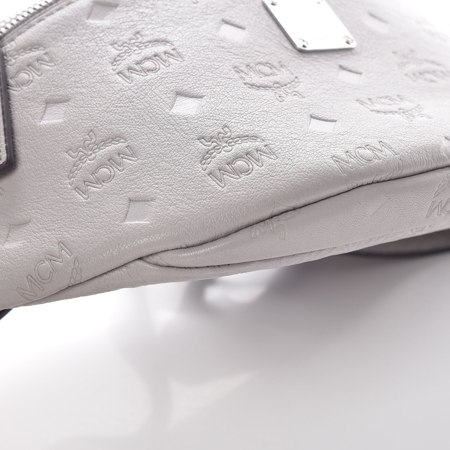 MCM Calfskin Ottomar Monogram Belt Bag Dove 5 of 9