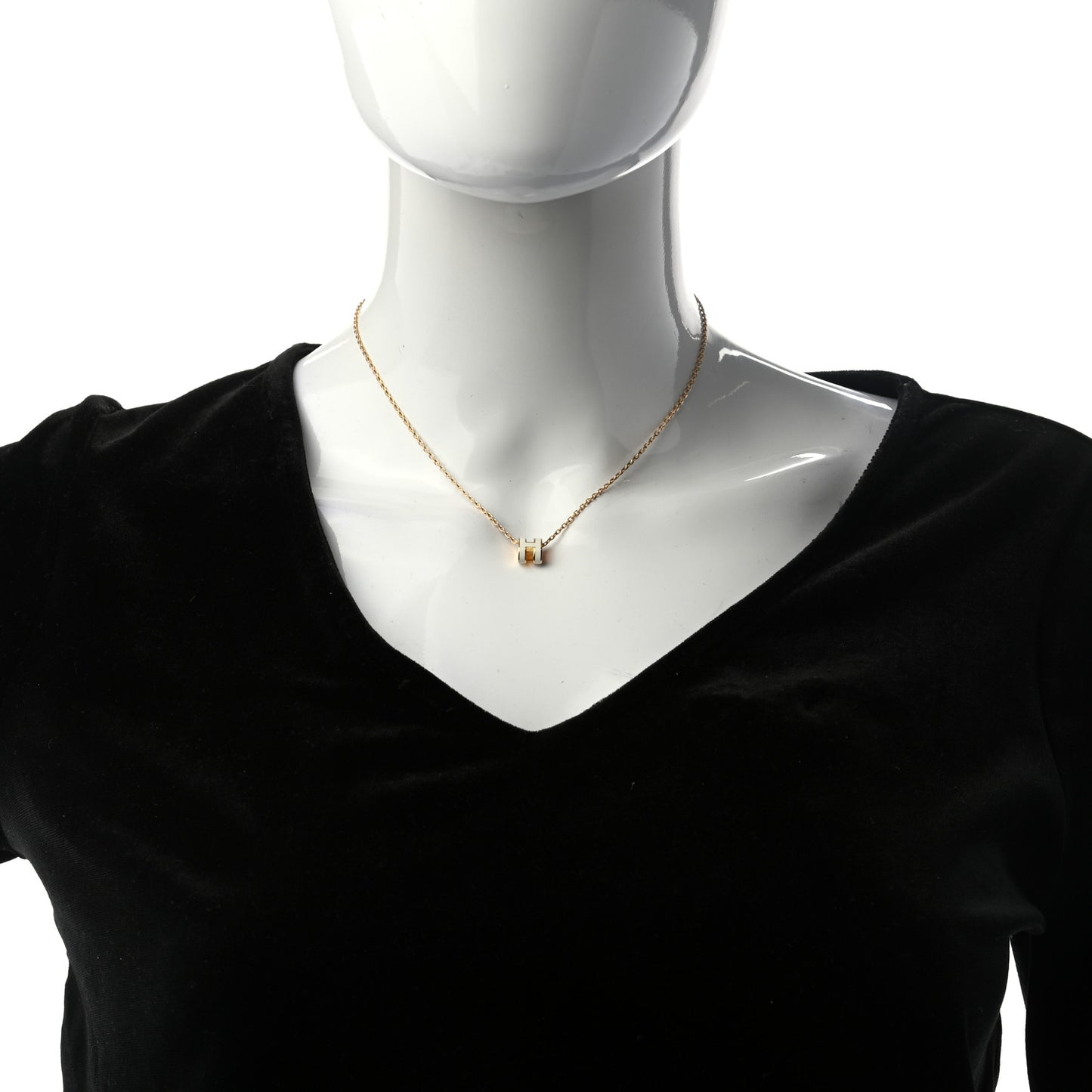 Lacquered Gold Mini Pop H Pendant Necklace White