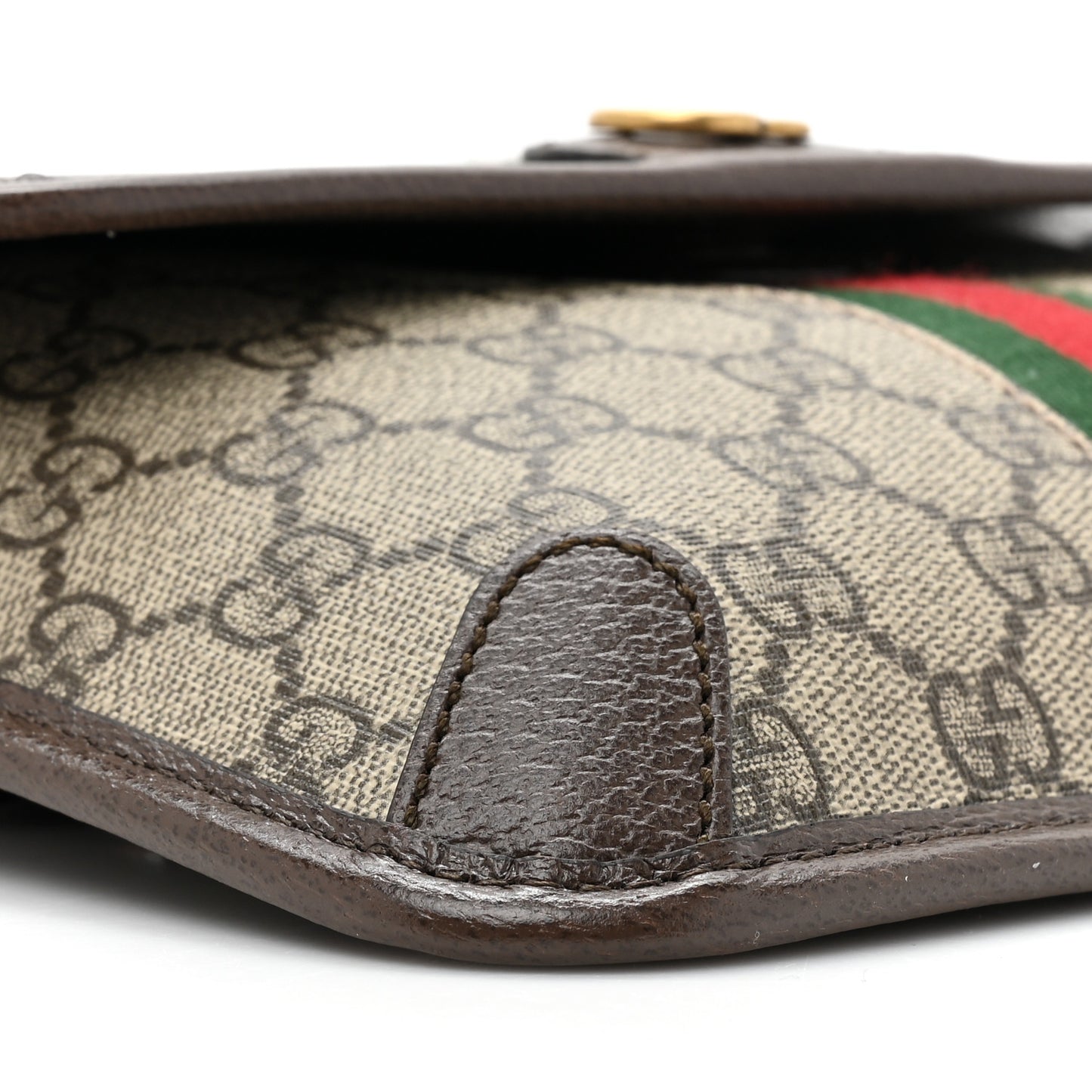 GG Supreme Monogram Web Small Ophidia Belt Bag Brown