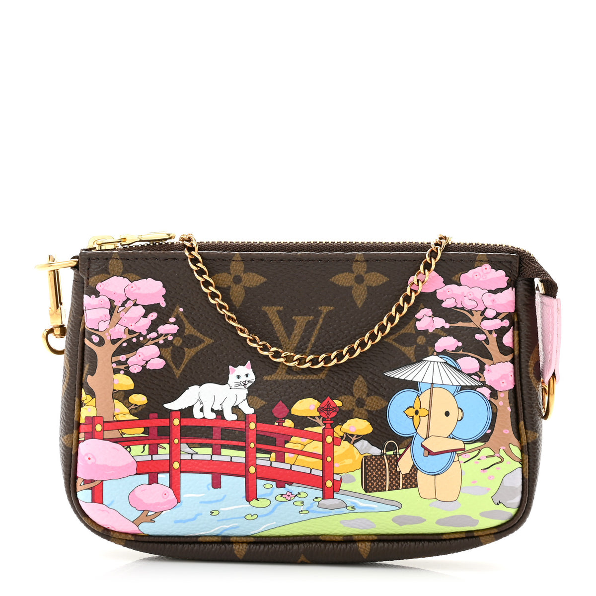 Monogram 2021 Christmas Animation Japanese Garden Mini Pochette Accessories  Wisteria Pink