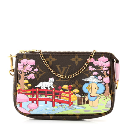 Louis Vuitton Monogram 2021 Christmas Animation Japanese Garden Mini Pochette Accessories  Wisteria Pink 1 of 12