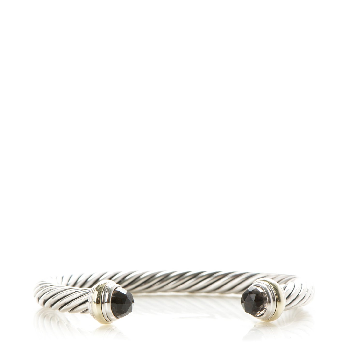 Sterling Silver 14K Yellow Gold Smoky Quartz 7mm Cable Classics Bracelet