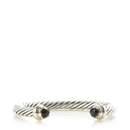 David Yurman Sterling Silver 14K Yellow Gold Smoky Quartz 7mm Cable Classics Bracelet 1 of 4