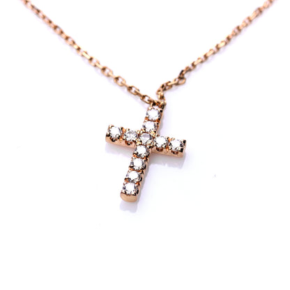 Cartier 18K Pink Gold Diamond Symbols Cross Pendant Necklace 4 of 6